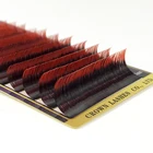 CrownLASH Ombre Red B C D-0.07 7-15 мм двухцветная русская волна наращивание ресниц 2 тона высокое качество