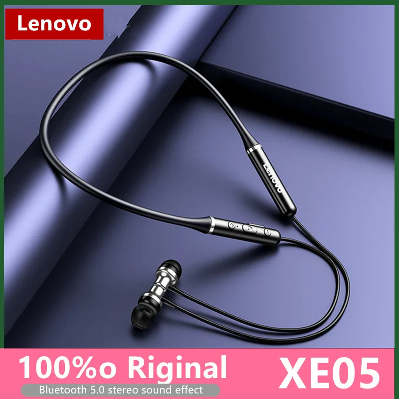 

Оригинальные спортивные наушники Lenovo XE05, наушники с шумоподавлением и микрофоном, водонепроницаемые настоящие Беспроводные наушники с шей...