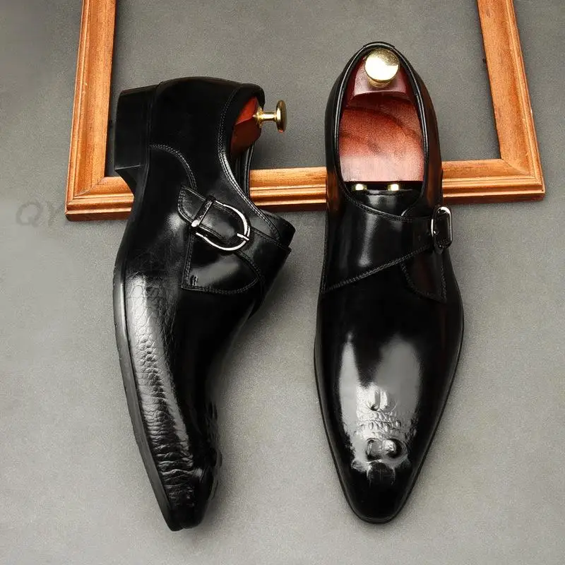 QYFCIOUFU мужские туфли из натуральной кожи с пряжкой деловые Костюмные для банкетов