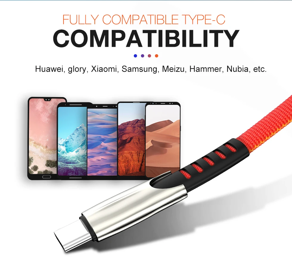 1 м 2 м 3 м usb type C кабель для зарядного устройства для samsung Galaxy S10 S9 S8 Plus Note 8 9 10 USB-C кабель для быстрой зарядки и передачи данных