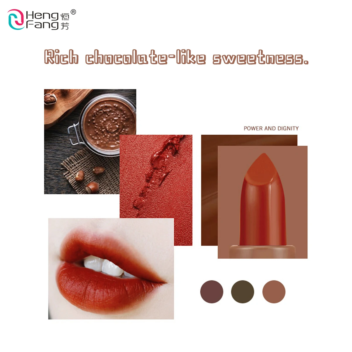 Губная помада HengFang Rich с шоколадным вкусом Мягкий туман Макияж для губ косметика