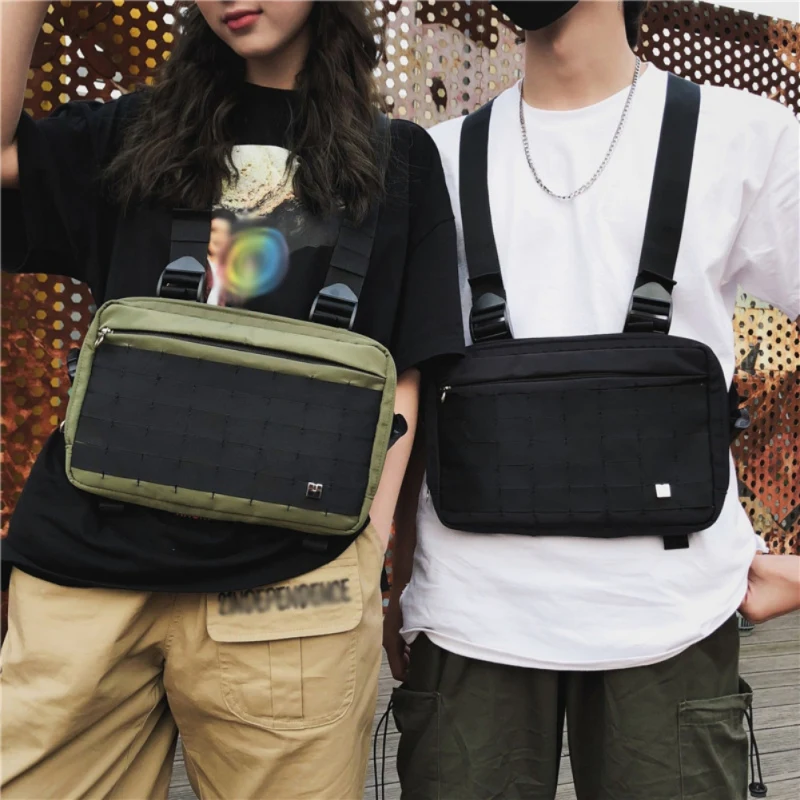 

Men Women INS Tactical Chest Rig Bag Functional Pockets Bullet Hip Hop Vest Streetwear Bag Waist Pack Adjustable Shoulder Pack