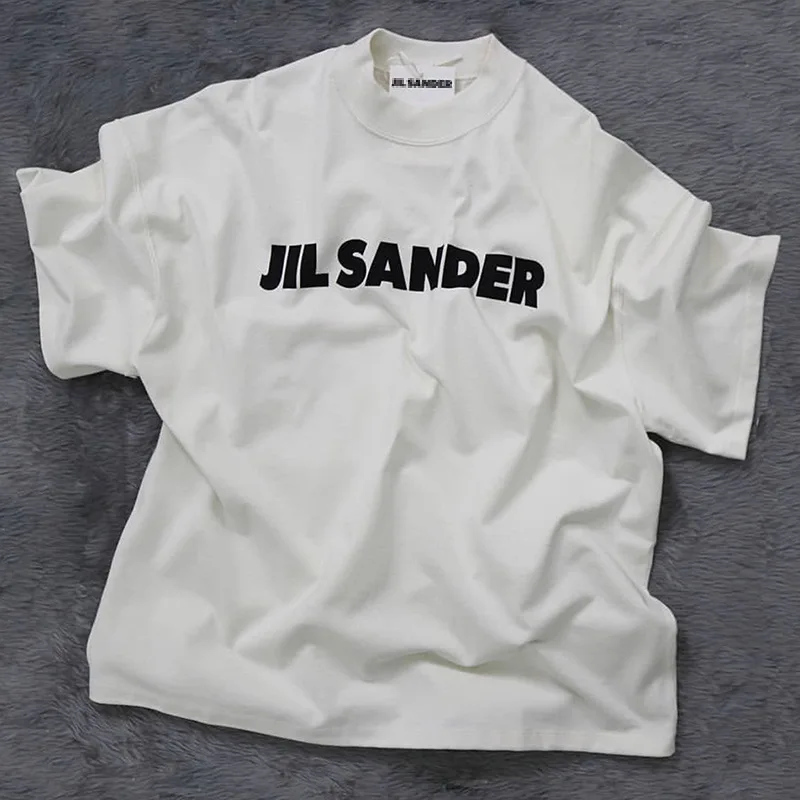 

New Women Black letter White Tshirts oversized Cotton Tees blouse jil sander Short Sleeve T-shirts Female Summer Tops for men