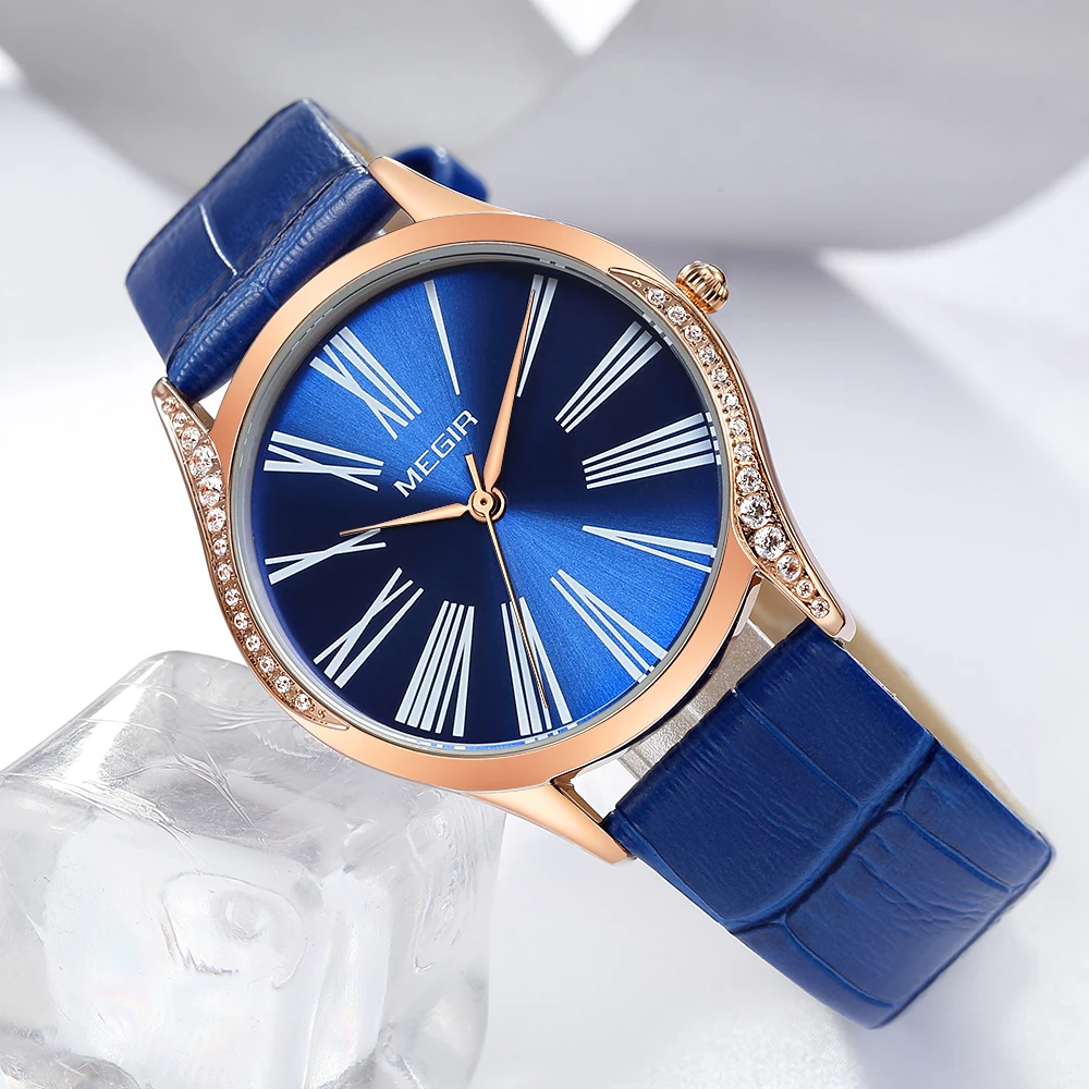 Часы наручные MEGIR женские кварцевые роскошные брендовые модные повседневные