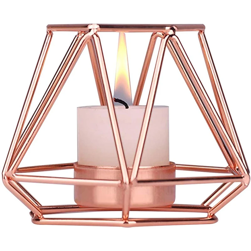 Геометрический подсвечник металлический романтический с ароматом для украшения