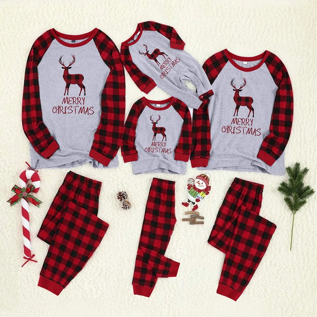 Рождественские пижамы для всей семьи комплект 2020 костюм родителей и ребенка