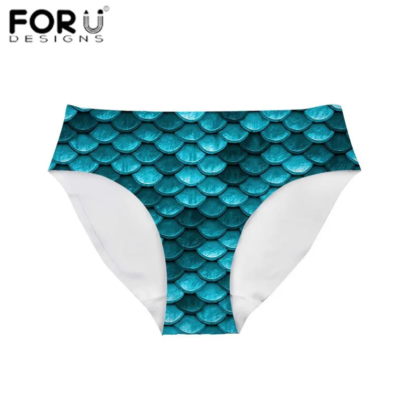 FORUDESIGNS нижнее белье с 3D-принтом в виде чешуи русалки женские трусики сексуальные