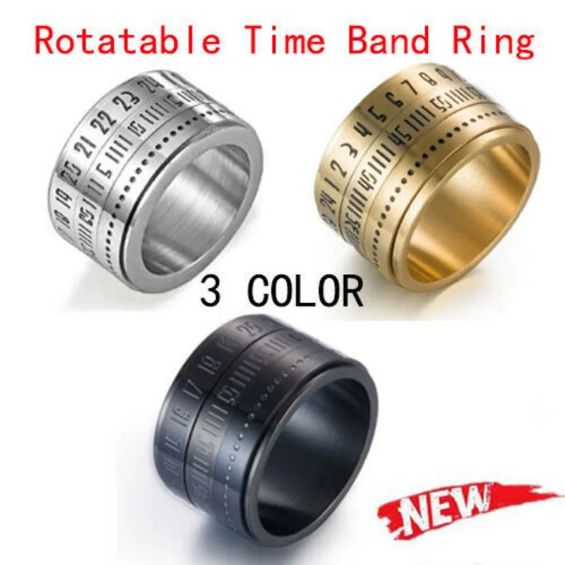 Кольцо из нержавеющей стали для мужчин и женщин Вращающийся Регулируемый по