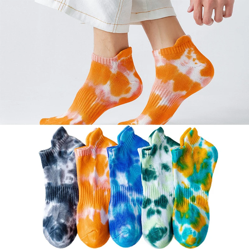 

Tie-dye Socks Shallow Mouth Korean Anti-take Off Japanese Street Fashion Terry Color Men and Women Socks