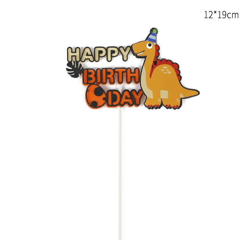 

Happy Birthday Dinosaur Theme Cake Toppers Paperboard Cupcake Toppers with Sticks Baby Shower Cake Decor Event Party Decorations