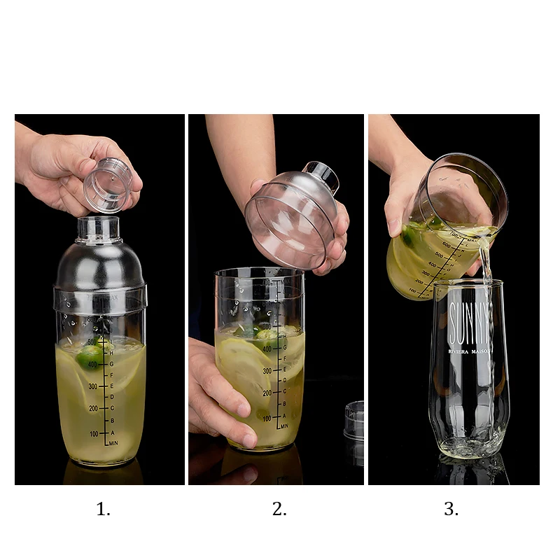 Household Plastic Cocktail Shaker 300ml/500ml/700ml/1000ml Wine Beverage Mixer Barware Bar Tools Kitchen Drink | Дом и сад