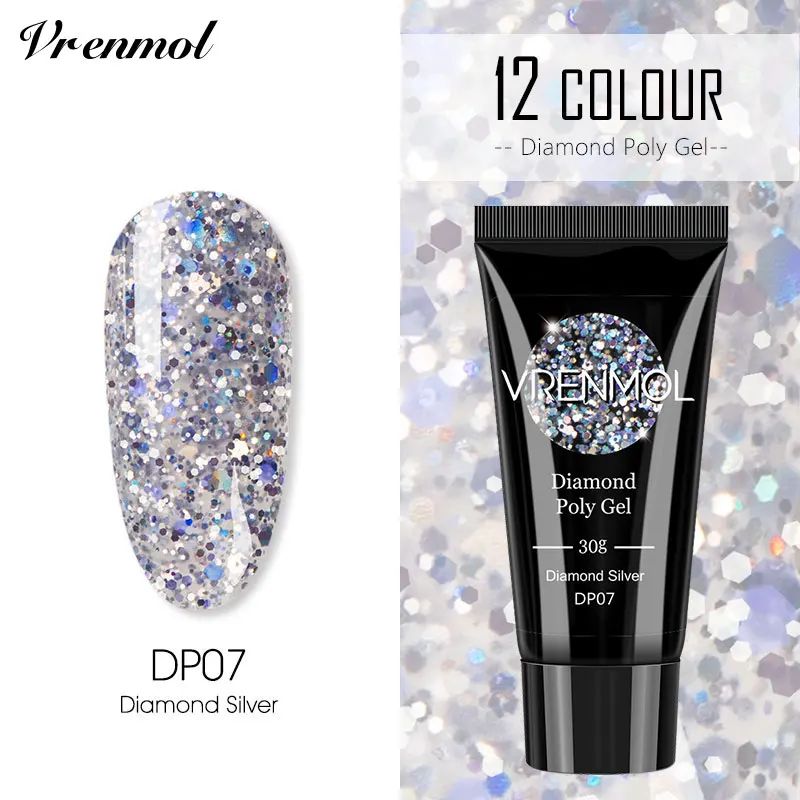 30ml DP07 Vrenmol Poly гель Semic Перманентный не чистый лак верхнее Базовое покрытие гель лак верхнее покрытие Базовое покрытие основа прозрачный гель лак - Цвет: 30ml DP07