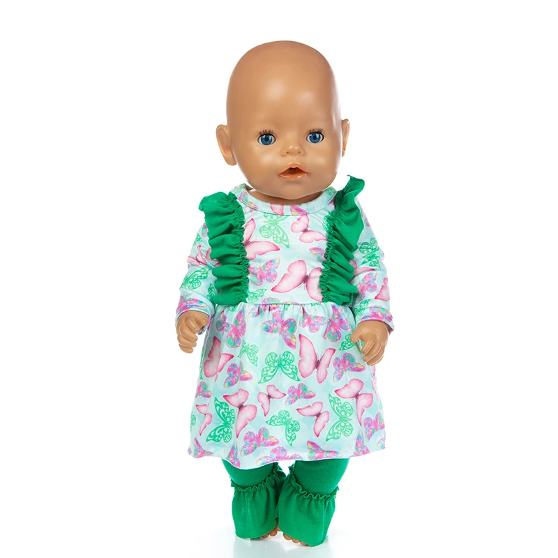 Born New Baby Fit 18 дюймов 40 см-43 см Одежда для куклы кукла мороженое зеленый розовый плечо бабочка платье аксессуары для детского подарка - Цвет: Q-103
