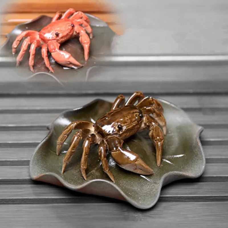 Чайный поднос из фиолетовой глины ручной работы меняющий цвет краб китайский