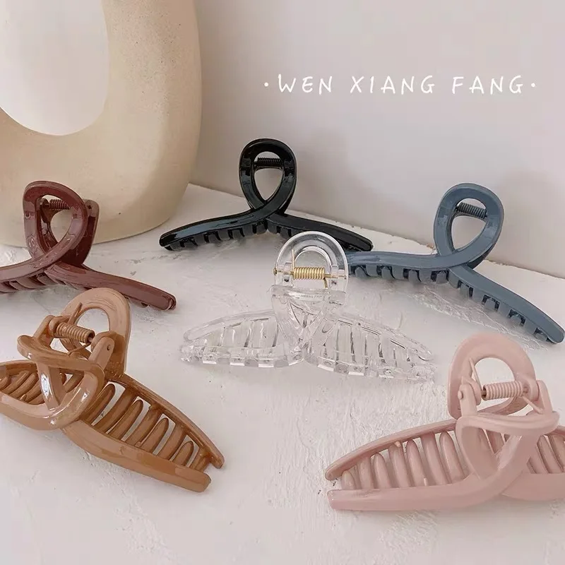 

1 PC Korean Hair Clips Korean Fashion Solid Plastic Big Hairpins Barrettes Ponytail Holder For Women Girls Hair Accessories