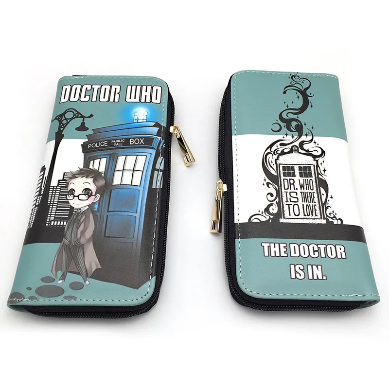 Кошелек Doctor Who длинный стиль кошельки из искусственной кожи на молнии тардис