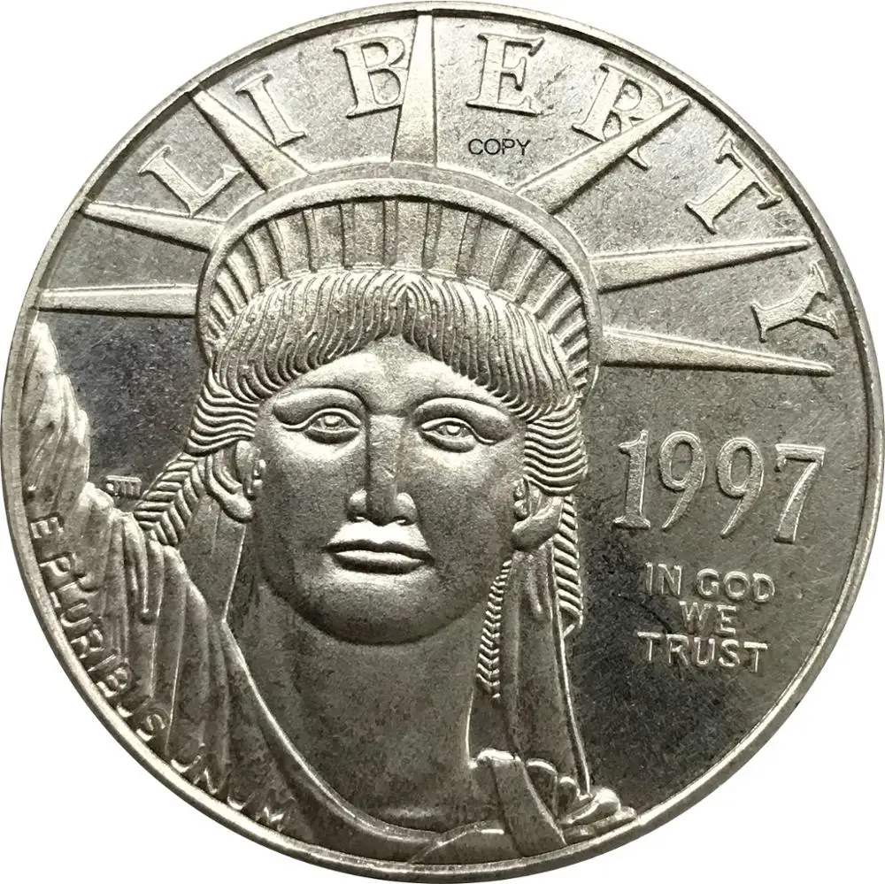 Соединенные Штаты Америки 100 долларов США Платина Орел Bullion Coinage 1997 латунь металл или покрытие серебро Имитация монеты