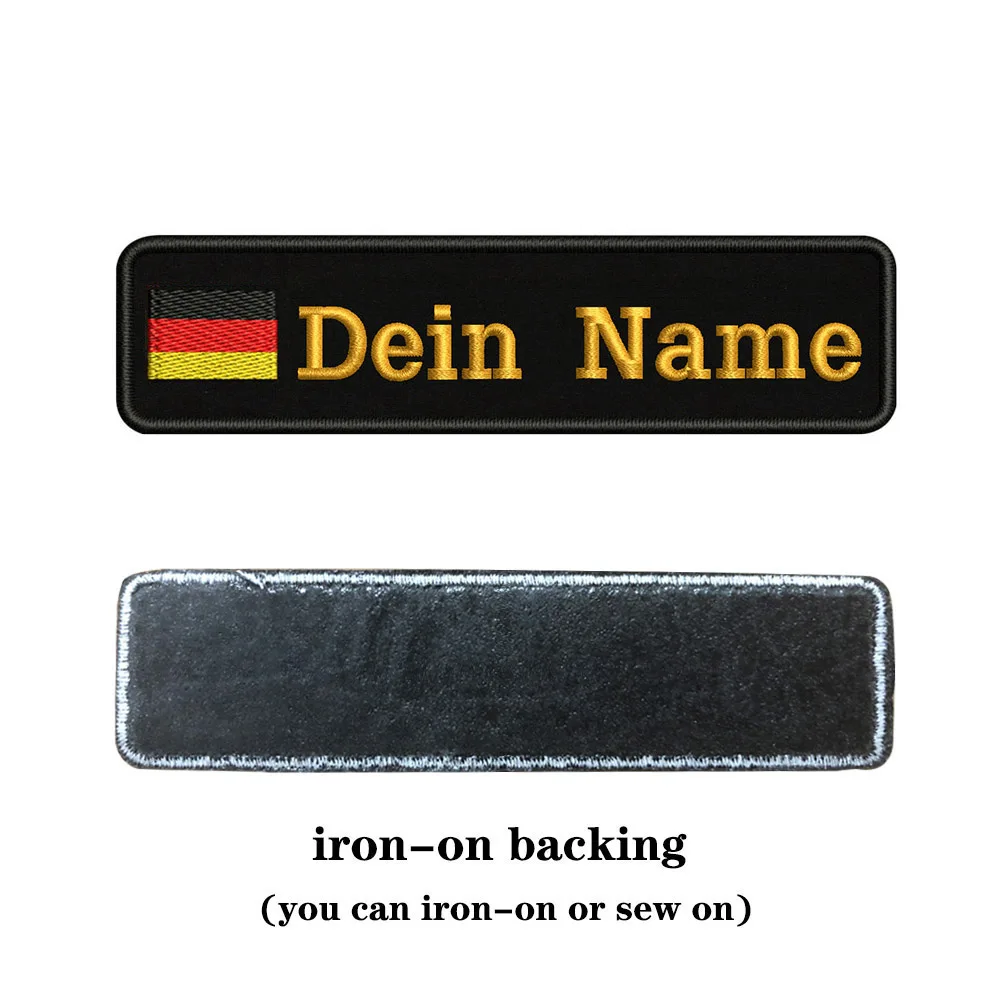 brown-iron on На заказ Вышивка Флаг Германии имя или заплатка с текстом 10 см* 2,5 см значок Утюг на или липучке Подложка для одежды брюки рюкзак шляпа - Цвет: brown-iron on