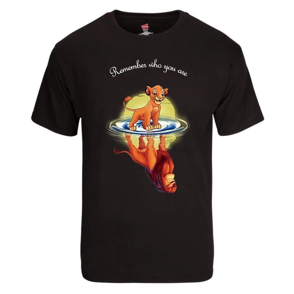 Футболка с принтом &quotКороль Лев&quot запомните кто ты черная хлопковая футболка для мужчин и женщин модная