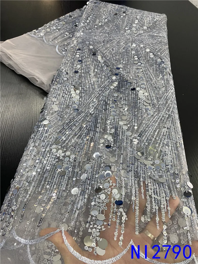 

NIAI African Lace Fabric 2020 High Quality Lace Sequin Embroidery Tulle Mesh Fabric Latest Nigerian Lace Fabrics NI2790-2