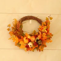 maple leaf wreath berry pumpkin simulation door hanger thanksgiving door decor hanging pendant artificial wreath