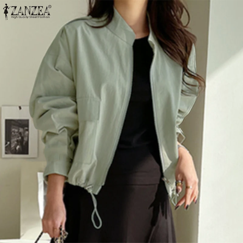 

Female OL Long Sleeve Outwear Office Overall Coats Fashion Jackets Women's Casual Solid Coats Autumn Oversized Zipper Cardigans