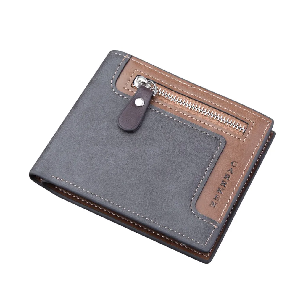 Мужской кошелек на каждый день простой короткий молнии мульти-карта Ретро стиль