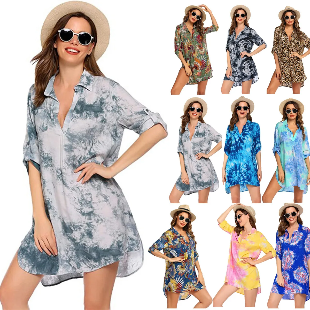 

Hot Summer Women Floral Kimono Swim Female Beach Boho Cardigan Bathing Tops Beach Bikini Cover Up Outfits