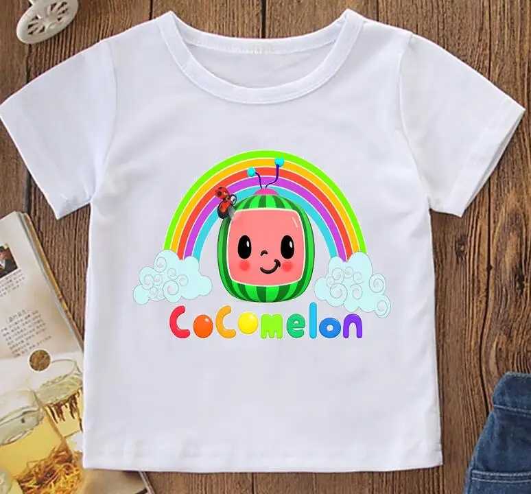 

Rainbow Cocomelon Graphic Print Tshirt Girls/Boys Funny T Shirt Kids Clothes Harajuku Shirt Kawaii Children Clothing T-Shirt