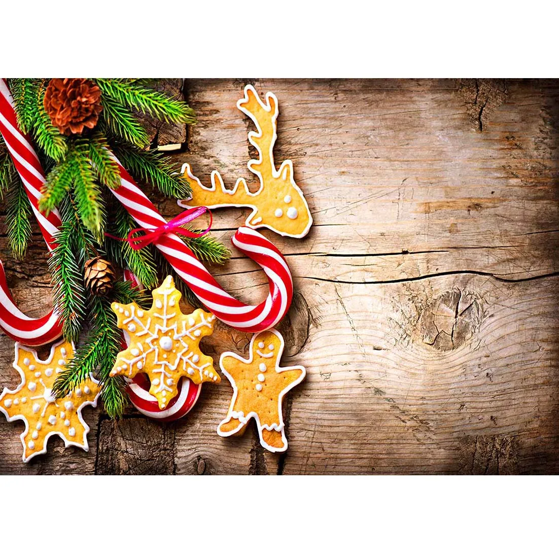 

Фон для фотосъемки с рождественским растением, десертом, деревянной доской, виниловой тканью, фотостудия для детей