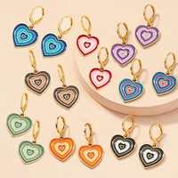 new ins creative oil drop colorful heart earrings vintage simple pink star dangle earrings for women girls fashion jewelry