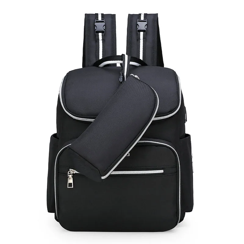 Black Diaper Bag LEQUEEN пеленка мешок USB Мумия Материнство сумка большая мода кормящих путешествия рюкзак коляска детская сумка уход за ребенком подгузник рюкзак - Цвет: Black Diaper Bag
