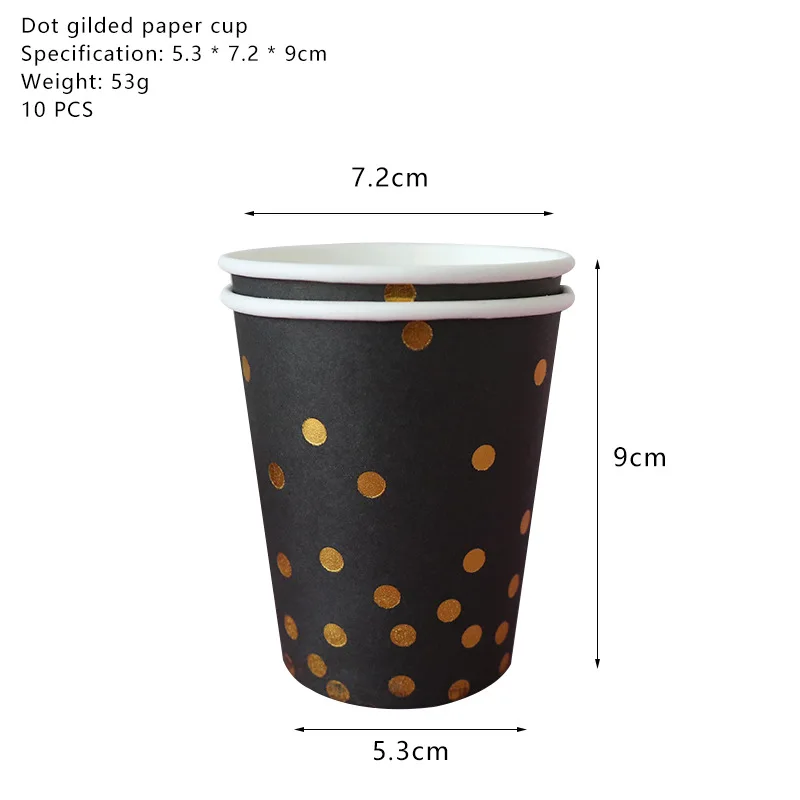 

Black Gold Dot Tablecloth Beard Balloon Theme Plate Birthday Elegant Disposable Tableware Wedding Party Baby Shower Supplies