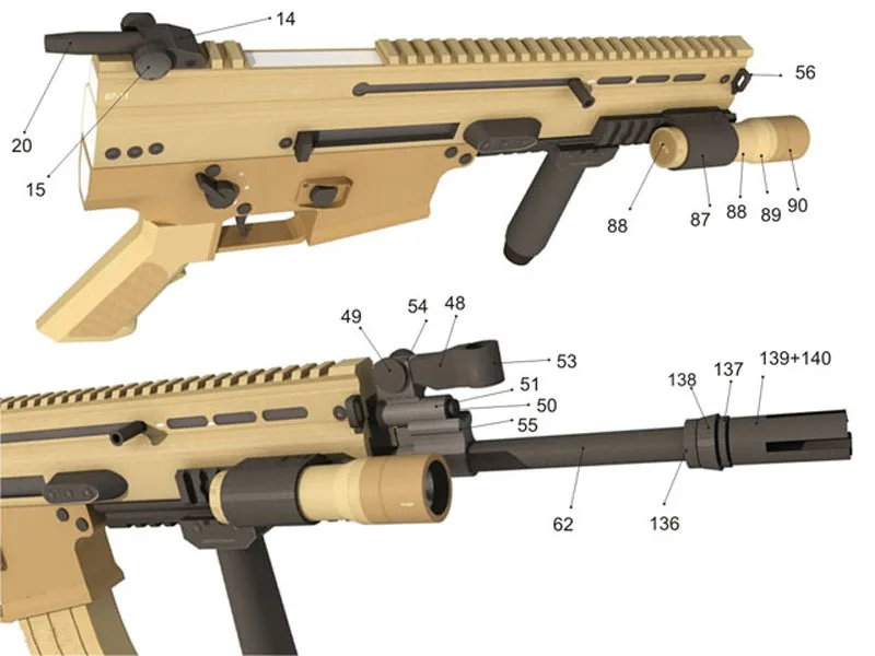 

98 cm long 1:1 fn scar sniper step paper model paper model handmade DIY