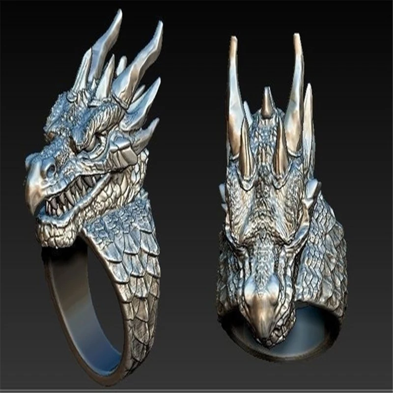 Мужское кольцо властителя дракона из нержавеющей стали в стиле ретро готика панк