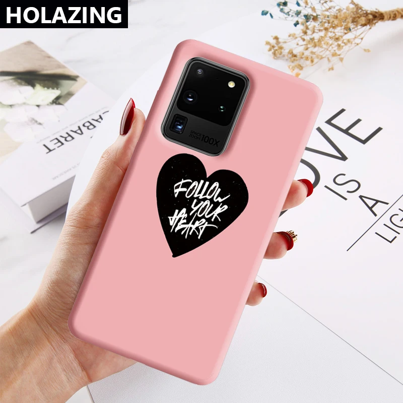 for Samsung Galaxy S20 Ultra Note 10 Plus S10 S9 S8 9 8 Silicone Case Follow Your Heart Sweet Candy Color Cover |