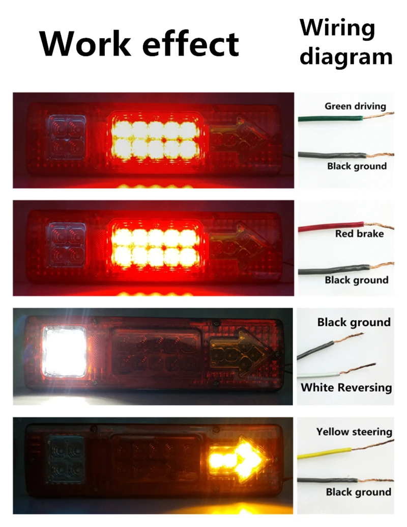 

2pcs 24V 19 LED Car Truck Trailer Taillights Universal Brake Stop Turn Tail Light Warning Light Rear Lights Trailer Taillights