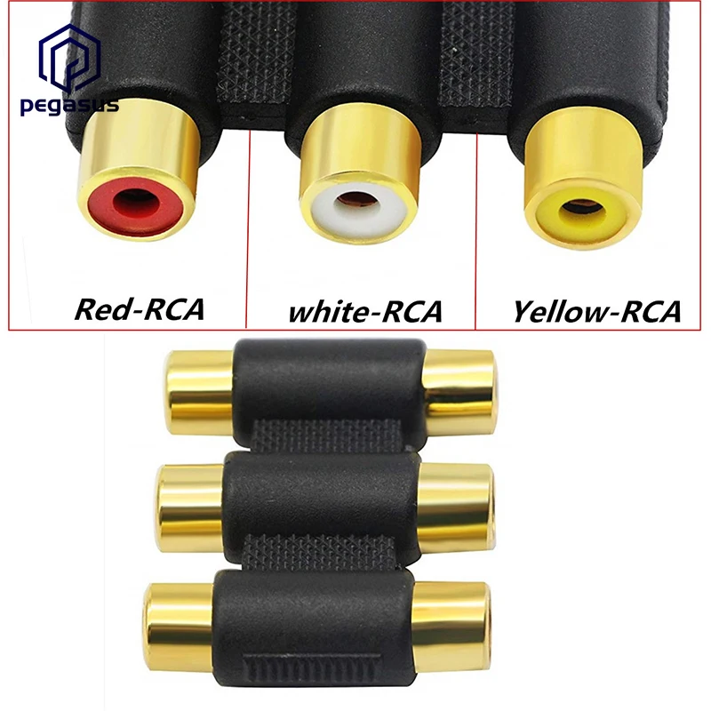 

White / Red / Yellow 3RCA Component Video Coupler Joiner Adaptor Female Plug