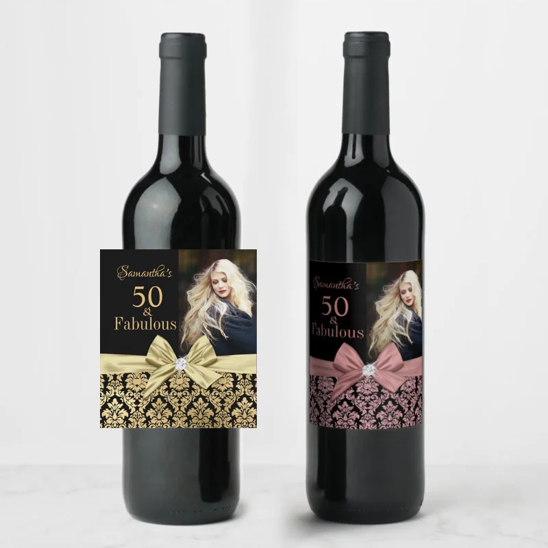 

50 Pcs Customized Personalized Birthday Anniversary Wedding Wine Bottle Labels Adhesive Custom Made Custom Logo Stickers