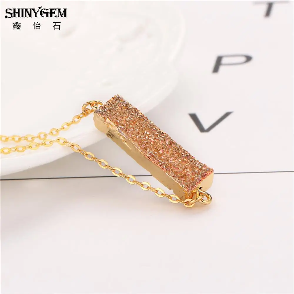 Женское Ожерелье с натуральным кристаллом ShinyGem Charm 8*30 мм|chokers necklaces for women|druzy
