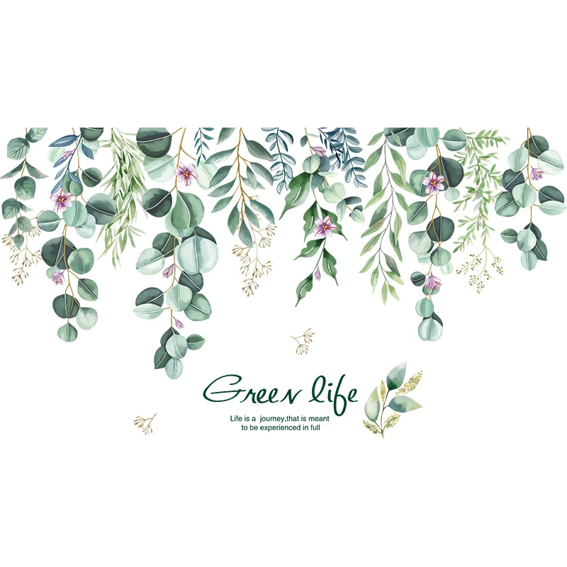 Наклейки на стену с листьями дерева виниловые украшения сделай сам растений для