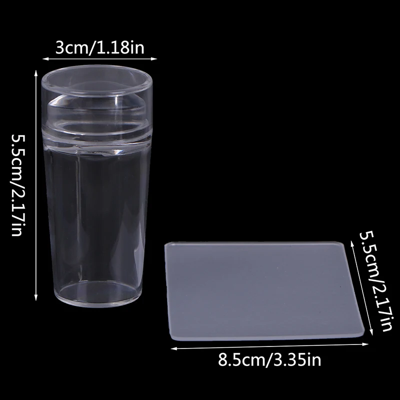 

1set Transparent Nail transfer pattern plate Stamper Nail Art Silicone Stamp Scraper Clear Stamping Tools