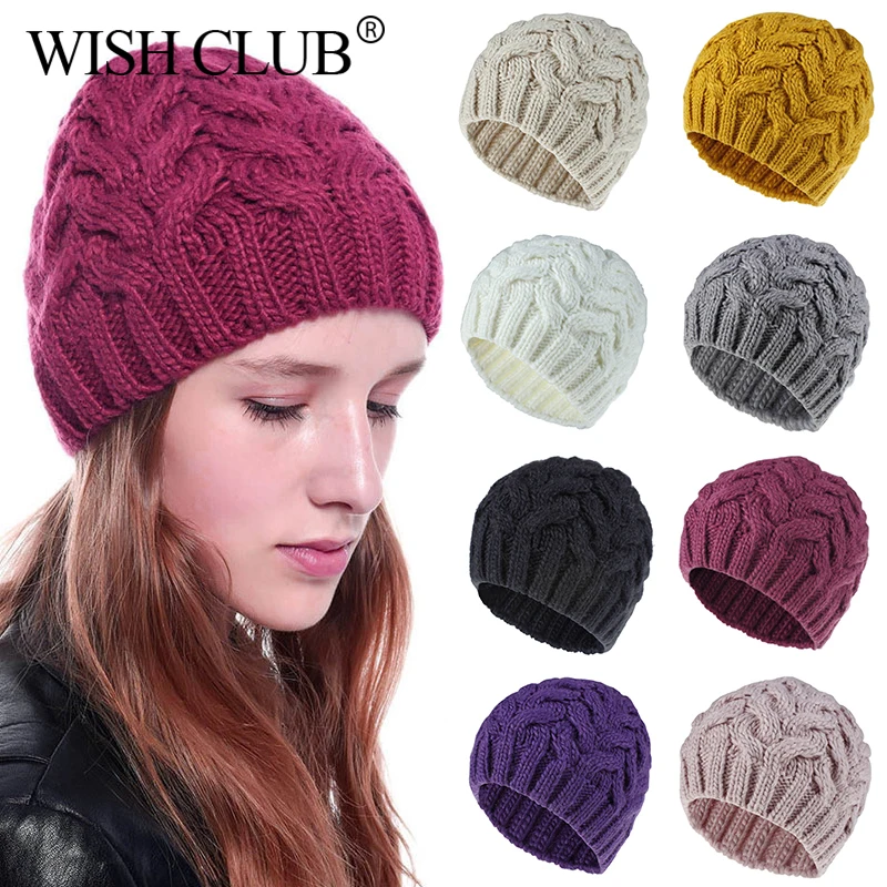 WISH CLUB Новая модная зимняя одежда вязаные Шапки для Для женщин теплые ручной шерстяные высококачественный бини шапка мягкий; сезон осень-зима
