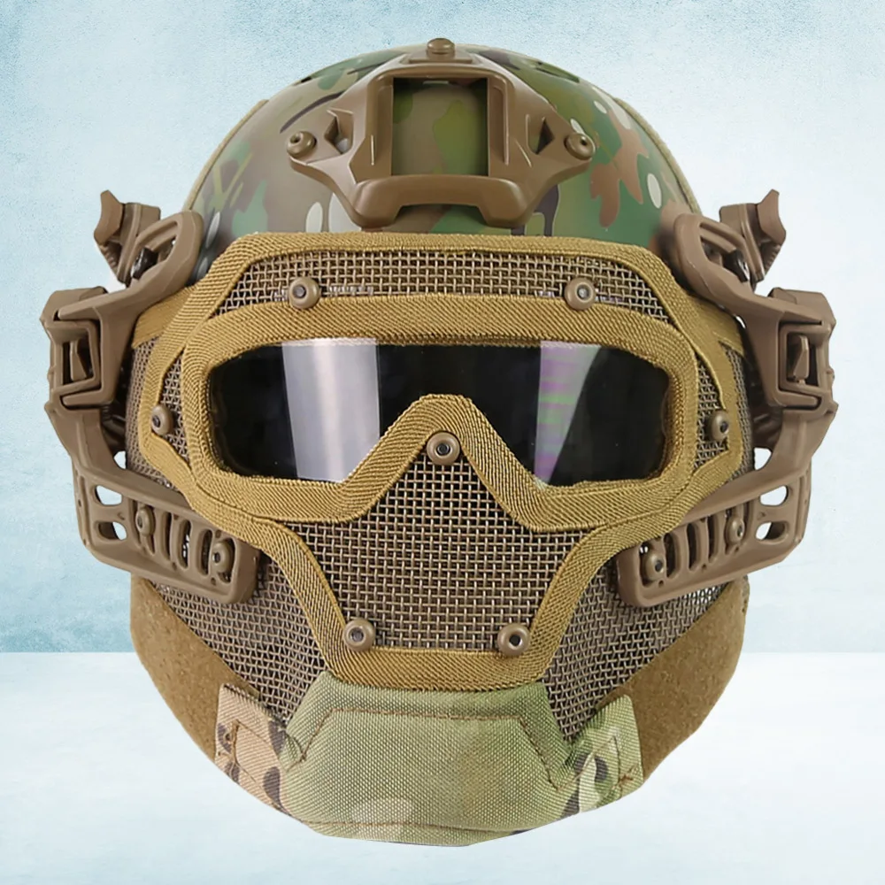 

Style Safety Helmet with Mask Carbon Steel Outdoor Helmet for Airsoft Paintball (CP)