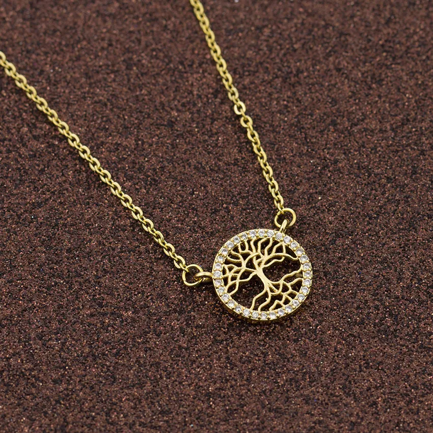 Цепочка с подвеской в виде дерева жизни из нержавеющей стали|Ожерелья подвеской|