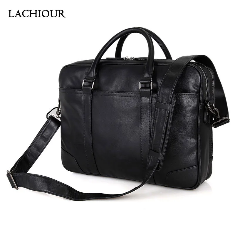 LACHIOUR 15 дюймов сумка для ноутбука мужской портфель из натуральной кожи мужская