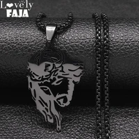 catholicism jesus stainless steel chain necklace womenmen black color long necklace jewelry colgantes acero inoxiable n4203s03