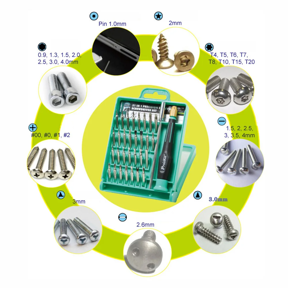 

Набор многофункциональных прецизионных электронных отверток ProsKit SD-9802 31 в 1