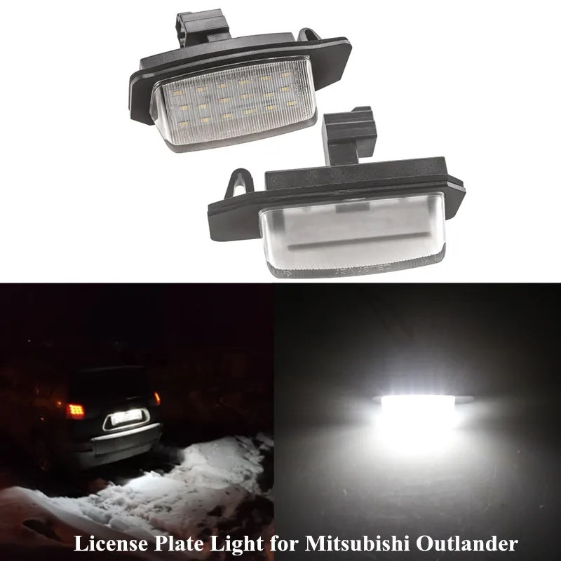 MZORANGE 2Pcs LED Number License Plate Light For Mitsubishi Outlander XL(CW) 2006-2012 For Lancer Sportback 2008-2012