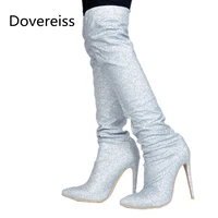 dovereiss fashion womens shoes winter pointed toe bling bling sexy over the knee boots elegant ladies boots elegant 35 47